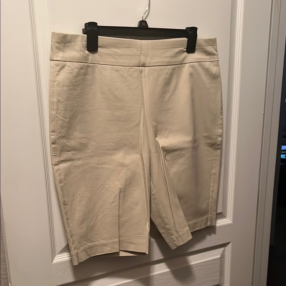 Chico's Tan Bermuda Shorts Tailored Cotton Blend